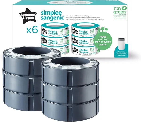 Tommee Tippee Refill Cassettes för Simplee Sangenic Nappy Bins, 6 stk - Best Price