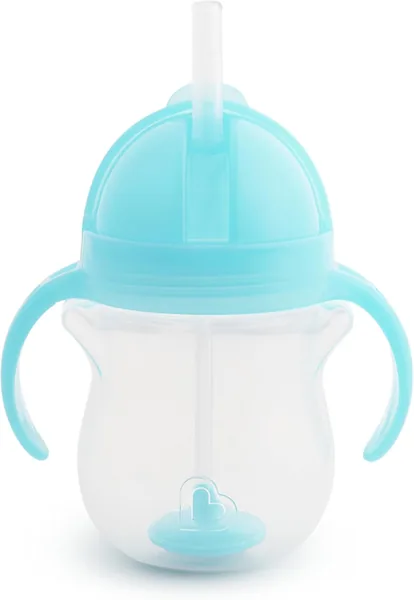 Munchkin Any Angle Click Lock Weighted Straw Trainer Cup, 7 Oz, 1 Pack, Blue