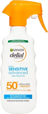Garnier Delial Sensible Protector Solar Avanzado SPF 50+ - Crema Solaria para Piel Sensible y Alergica al Sol - 150 ml