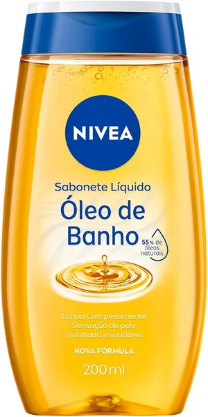 NIVEA Sabonete L quido leo de Banho 200ml, Limpeza Corporal, Pele Macia, 55% leos Naturais, Sensa o Hidratante