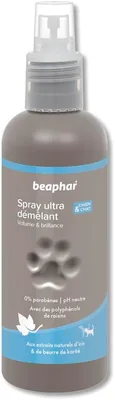 BEAPHAR - Spray Démêlant Ultra-Puissant Volume & Brillance pour Chiens et Chats - Extrait Naturel d'Iris, Beurre de Shea et Polyphénols de Raisin (80% de Réduction)