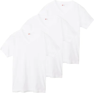 Hanes HM2125G Men's T-shirt 3-Pack: Quick-Drying, Blue Label V-Neck