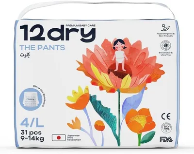 12dry Premium Diaper Pant 31-Pieces for Babies (9-14 kg), Size 4/Large - Best Deal