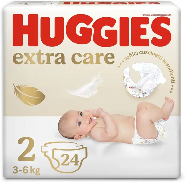 Huggies Extra Care Baby Nappies Size 2 (3-6kg) Ultra Absorbent Disney Design 24 Pcs