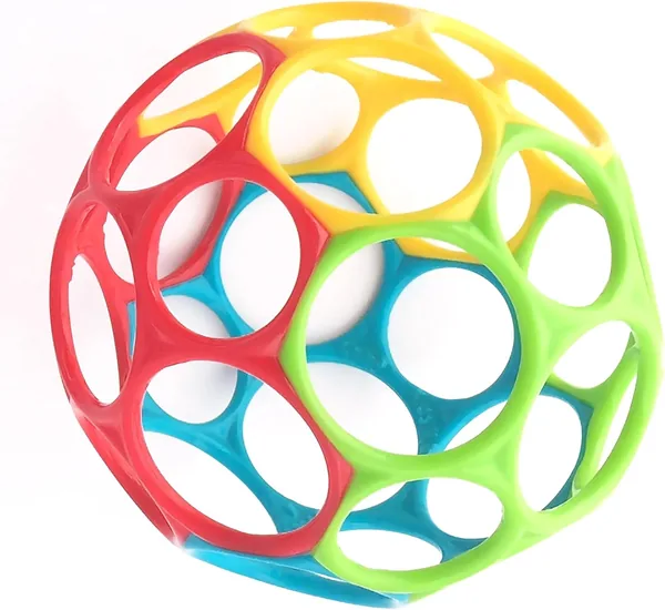 Bright Starts Oball Classic Soft Flexible Ball Easy to Handle Sensory Activity Toy for Children of All Ages Multicoloured