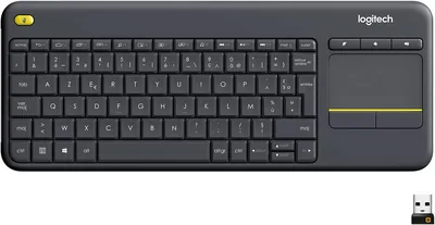 Clavier sans fil Logitech K400 Plus avec contrôle média et pad tactile, pour PC connecté à la TV, Windows, An