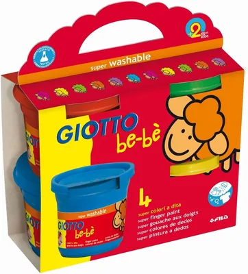 GIOTTO be-bè - Ensemble de gouache pour doigts - 4 pots de 150 ml