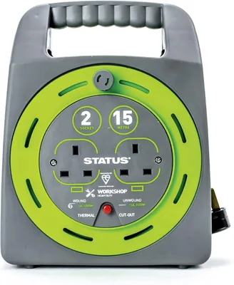 STATUS 2 Socket Cable Reel 15m Lead