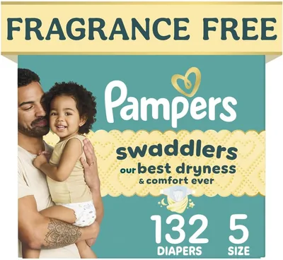 Pampers Diapers Size 5, 132 Count - Swaddlers Disposable Baby Diapers Best Deal