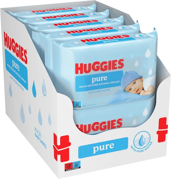 Huggies Pure Baby Wipes, 99% Pure Water, 18 Packs of 56