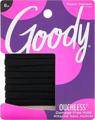 Goody Ouchless Seamless Hair Elastics, 8 Ct, Black
