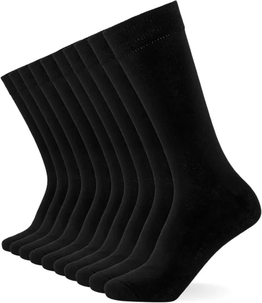 FM London 10-Pack Plain Mens Socks - Comfortable Charcoal, Navy & Black Socks for Men