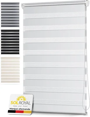Sol Royal Soldecor DL2 Store-day et nuit Double Rideau avec ou sans Perforation - Montage Simple - 115 x 150 cm Blanc | DL - Meilleur Prix