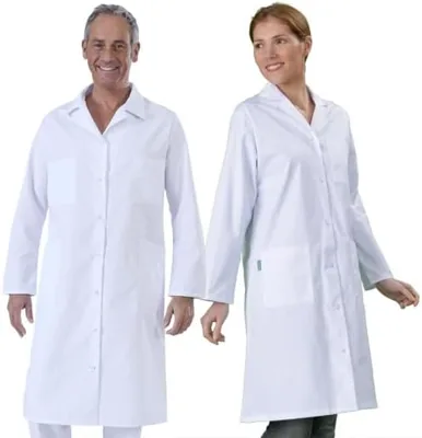 Blouse de Chimie Blanche 100% Coton Hommes Femmes École Secondaire Laboratoire Retour à l'École - Plusieurs Tailles Disponibles