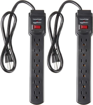 Basics 6 Outlet Surge Protector 2-Pack