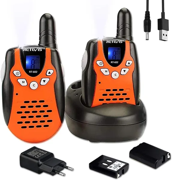 Retevis RT602 Radio Talkie-Walkie Rechargeable pour Enfants, avec Base de Charge et Batterie Li-ION, Lampe de Poche, Idéal Camping - Meilleure Offre