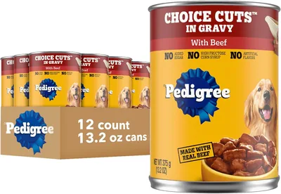 Pedigree Choice Cuts in Gravy Wet Dog Food, Beef, 13.2 oz, 12 Count | Beef in gravy, lean muscle sup