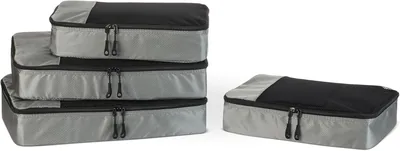 Amazon Essentials, Set di 4 Cubi da Viaggio, Organizzatore di Bagagli con Doppio Zip, Alto 100% Poliestere
