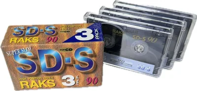 Pak van 3 RAKS SD-S Compact Cassettes C-90 Chroom / MC Cassette / Audio Cassette