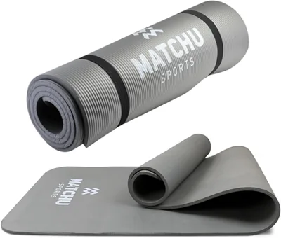 MATCHU Fitness mat - Yoga mat - Sportmat met Lanyard - Niet-slippend - 180 x 60 x 1 cm - Duurzaam NBR - 5% Korting