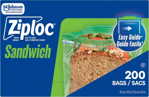 Ziploc Sandwich Bags for On-the-Go Freshness, Grip 'n Seal Technology