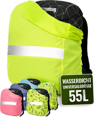 Regenabdeckung für Rucksäcke, wasserdicht und winddicht mit Reflektoren, Rucksackschutz, Neon-Sicherheitsabdeckung