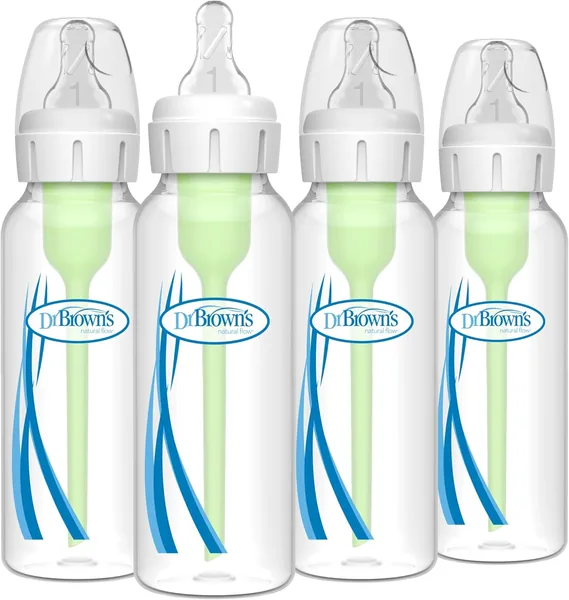 Dr. Brown's Natural Flow Anti-Colic Options+ Narrow Baby Bottle, 8 Ounce 250 ml 4 pack