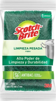 Scotch-Brite Fibra Tradicional, Aroma Limón, Verde, Pequeño, Alta Potencia de Limpieza y Durabilidad, 1 Unidad