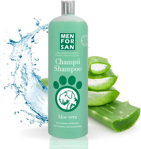 MENFORSAN Aloe Vera Shampoo for Dogs | Deep Hydrates | Anti Irritation and Anti Eczema Action | 100% Natural | Herbaceous | 1L
