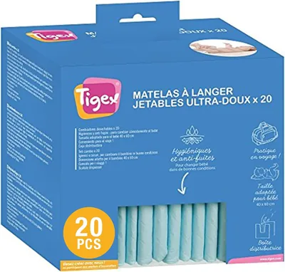 Protections de Changement Tigex Jetables Blanc/Bleu, Pack de 20 - 39% Off
