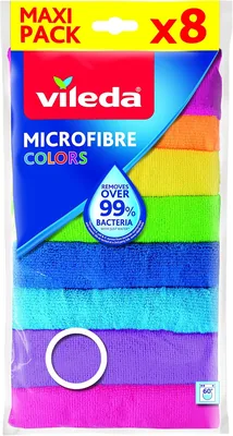 Vileda Microfibre Cloths Absorbent & Hygienic, 30x30cm, 8-Pack, Limited Time Deal