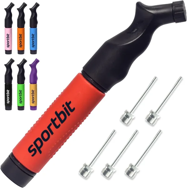 SPORTBIT Ball Pump with 5 Needles Set - Hand Pump System for Inflating - Fits Any Sports Ball Volleyball Basketball Football Gymnastics Soccer Ball, Inflator Air Pump