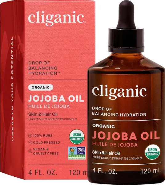 Cliganic USDA Organic Jojoba Oil, 100% Pure (120ml Large)