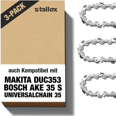 3 Tallox Sägeketten 3/8" Pitch .043" 1,1 mm Stärke 52 Glieder 14" 35 cm für Makita Bosch und andere KettenSaw