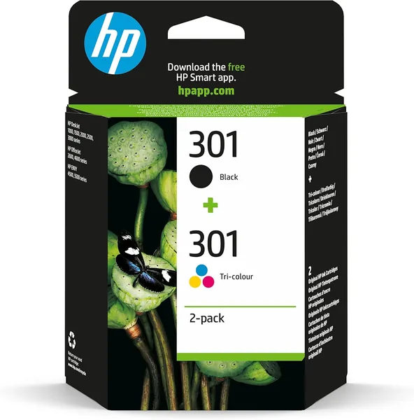 HP 301 Black & Tri-Colour Original Ink Cartridges Multipack (N9J72AE)