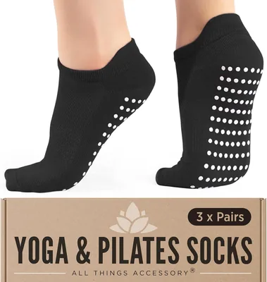 Pilates Grip Socks Women 3 Pairs Non Slip Yoga