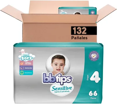 Pañales BBtips Sensitive Talla Grande/4, 132 unidades