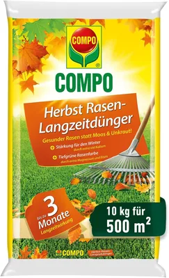 Compo Herbst Rasendünger - Rasendünger für den Herbst - Kaliumdünger für den Rasen - 10 kg für 500 m² - Compo Autum