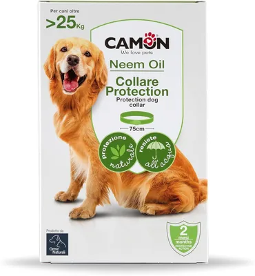 CAMON Collare Protettivo per Cani con Olio di Neem e Geraniolo, Lunghezza 75 cm, Resistente all'Acqua - 39% di Sconto