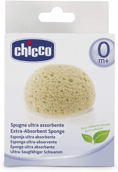 Spugna assorbente Chicco Ultra, per il bagno del bambino delicato sulla pelle sensibile, colore giallo, 0 m+