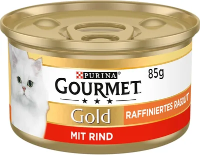 Gourmet Gold Savory Turret Katensnack met Rundvlees - 12x85g - (12 blikken; 102 kg) 40% Korting