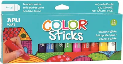 APLI Kids 14228 - Barras de Color Clásicas - Tinta Sólida para Niños, 12 uds.