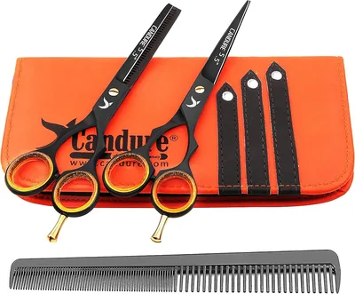 Candure Barber Scissors - Hair Cutting & Thinning Scissors Set 5.5" for Barber Shop & Kids - Stainle