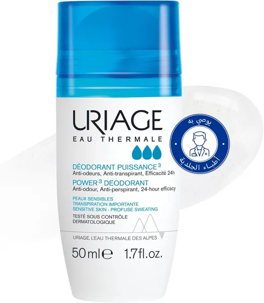 URIAGE PUISSANC Power 3 Deodorant Roll-On - Anti-Odors, Anti-Perspirant - 24H Efficacy for Profuse Sweating, Fresh Fragrance, Unisex