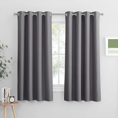 Pony Dance Short Curtains, Opaka Blackout-gärda grodar med öglet, Set av 2 för sängrum och livingsrum, Silver Gray, Best Deal