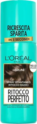 Spray L'Oréal Paris Perfect Touch, Rinfresca Radici e Capelli Bianchi, Durata fino a 1 Shampoo, Colore: Castano, 75 ml