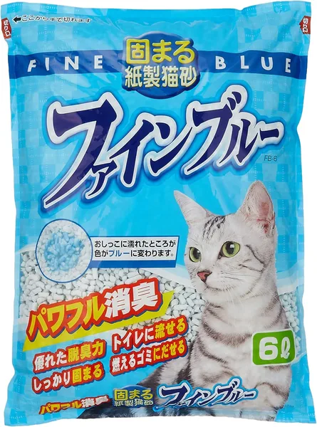 Hitachi Chemical FineCat Solidifying Paper Cat Litter Fine Blue 6L Single Item
