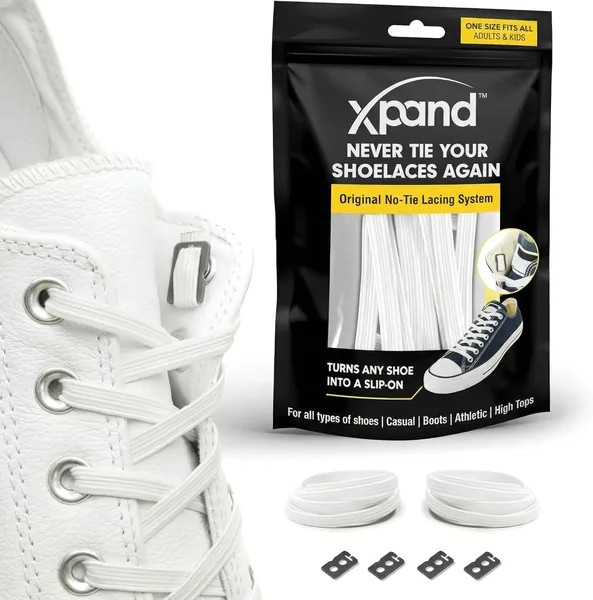 Xpand No Tie Elastic Shoe Laces. 1 Size Fits All for Adults & Kids | Stretch Laces for Sneakers, Runners & High Top Shoes