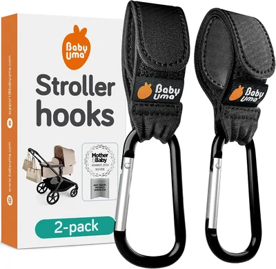 Stroller Hooks for Bags & Shopping - Award-Winning Clips, Universal Fit, Black (2 Pack) Best Deal