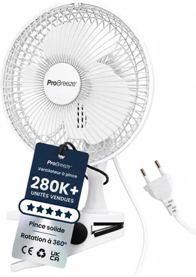 Pro Breeze Professionele 15cm Mini Ventilator met Klem voor Thuis, Bed, Kantoor en Bureau - Kleine Elektrische Tafelventilator Extreem